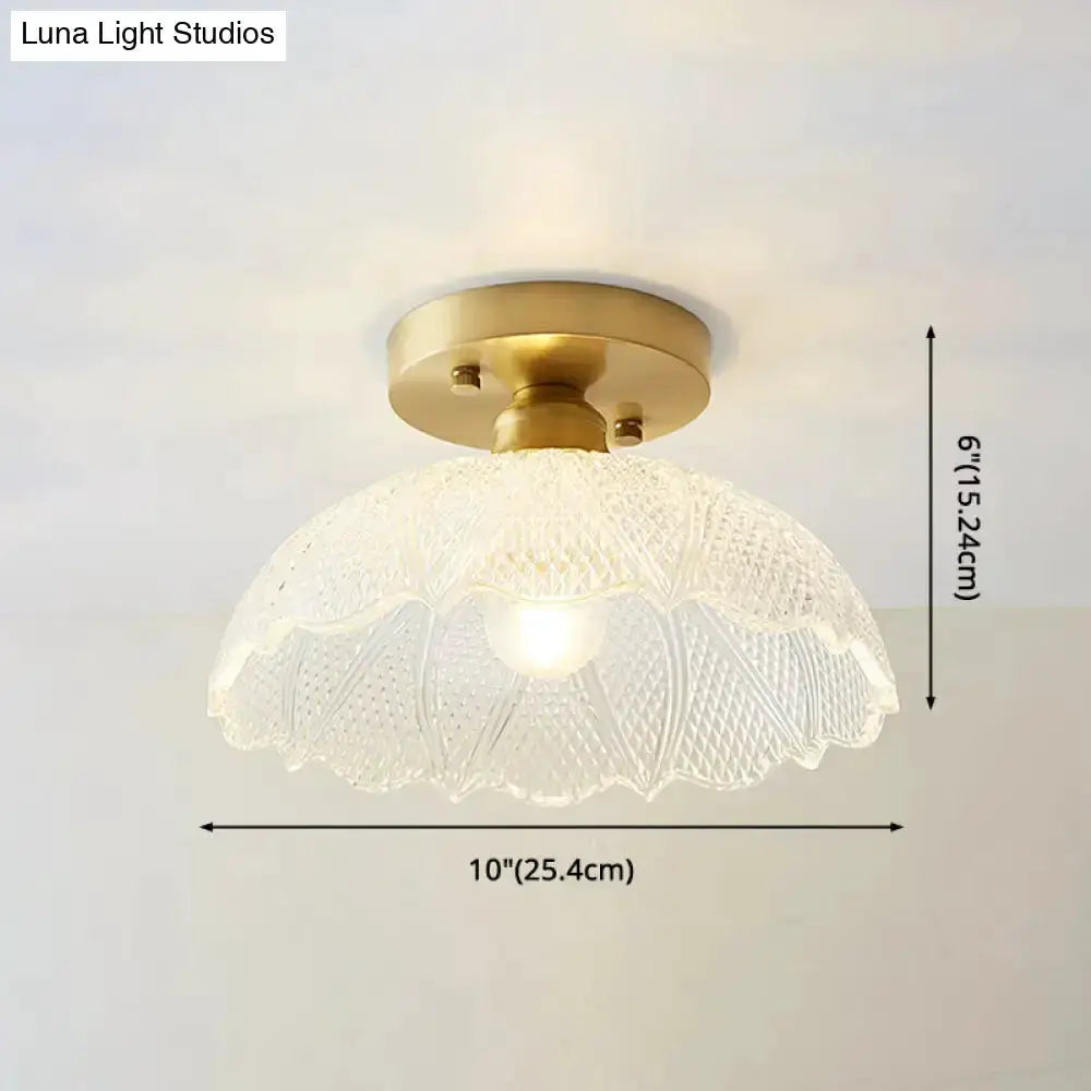 Classic Brass and Glass Ceiling Light for Hallway