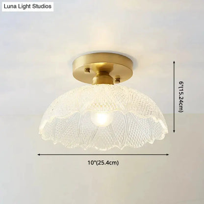 Classic Brass and Glass Ceiling Light for Hallway