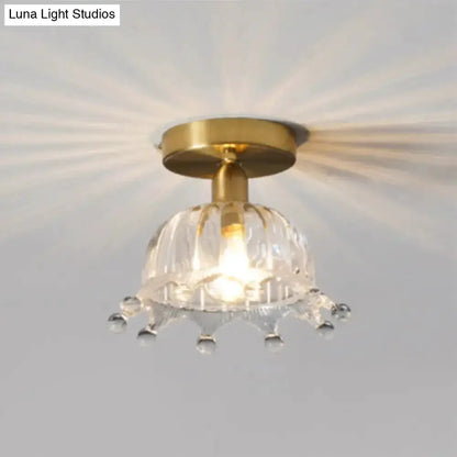 Classic Brass and Glass Ceiling Light for Hallway