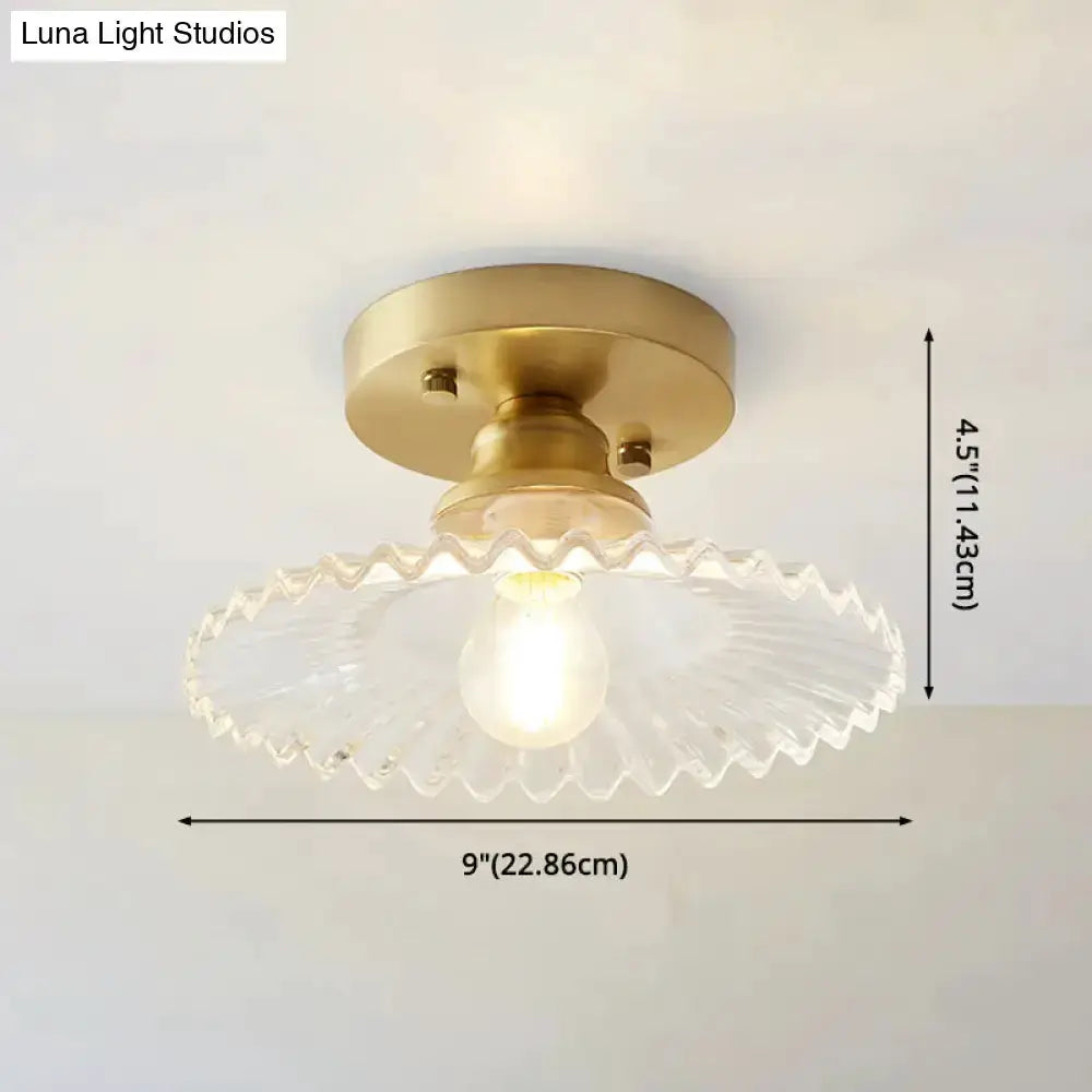 Classic Brass and Glass Ceiling Light for Hallway
