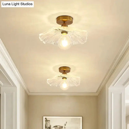 Classic Brass and Glass Ceiling Light for Hallway