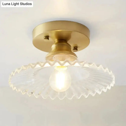 Classic Brass and Glass Ceiling Light for Hallway