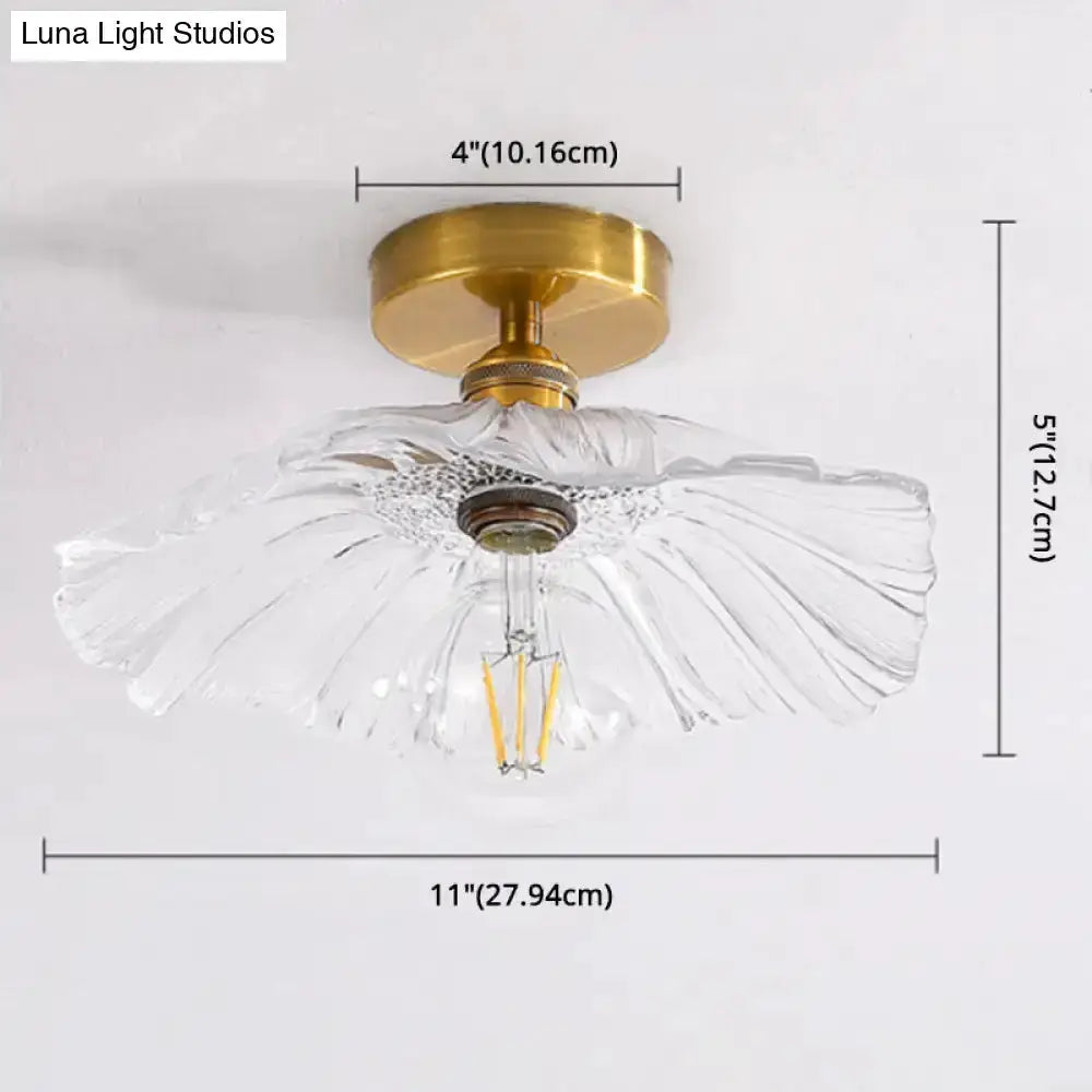 Classic Brass and Glass Ceiling Light for Hallway