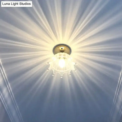 Classic Brass and Glass Ceiling Light for Hallway