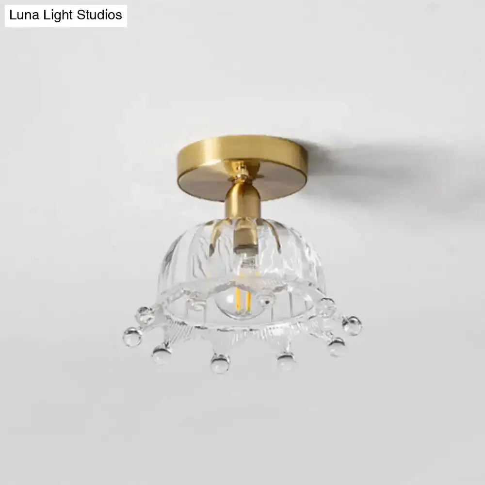 Classic Brass and Glass Ceiling Light for Hallway