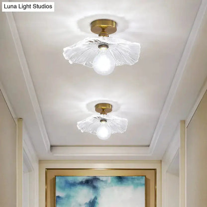Classic Brass and Glass Ceiling Light for Hallway