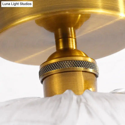 Classic Brass and Glass Ceiling Light for Hallway