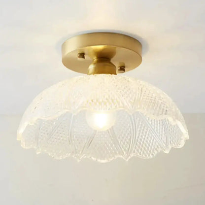 Classic Brass and Glass Ceiling Light for Hallway