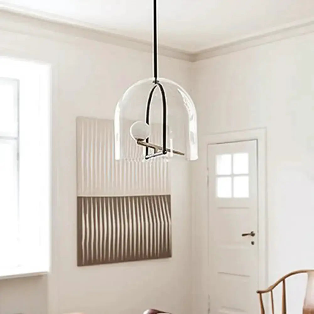 Modern clear glass cylinder pendant light with black frame for living room Decorbites on Tampa Home & Garden Store