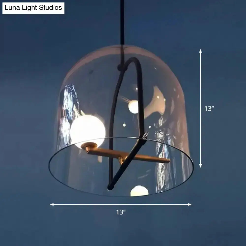 Decorbites pendant light, clear glass cylinder with black frame and crossbar, 13 in diameter on Tampa Home & Garden Store
