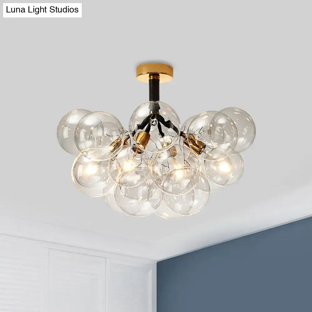 Brass Black Bubble Light ceiling chandelier with multiple clear glass globes by Decorbites on Tampa Home & Garden Store