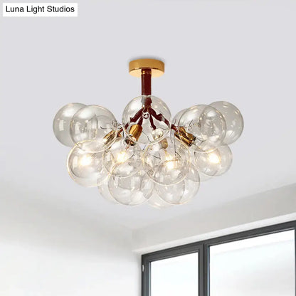 Brass Black Bubble Light ceiling fixture with a cluster of clear glass globes on Tampa Home & Garden Store