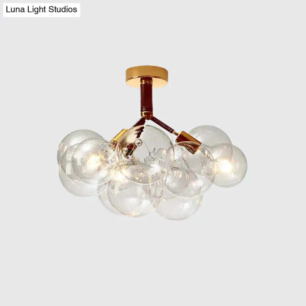 Brass Black Bubble Light with clear glass globes in a cluster ceiling fixture Decorbites on Tampa Home & Garden Store
