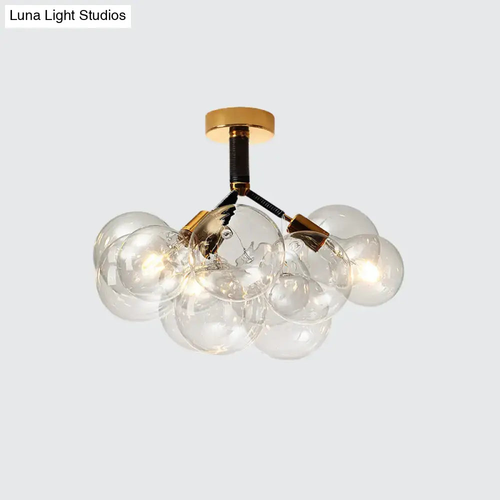 Brass Black Bubble Light ceiling fixture by Decorbites with clear glass globes on Tampa Home & Garden Store