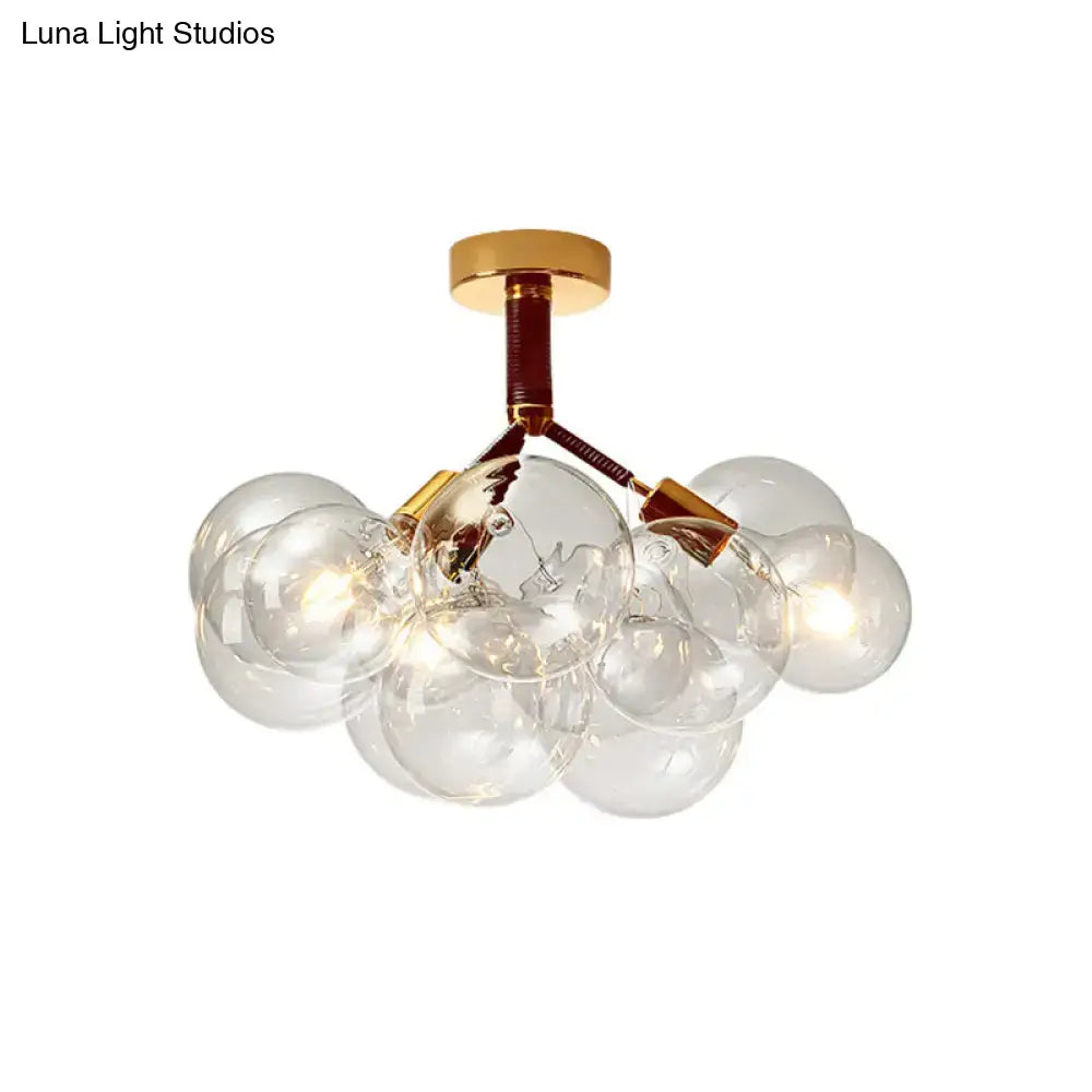 Brass Black Bubble Light fixture with clear glass globe clusters by Decorbites on Tampa Home & Garden Store