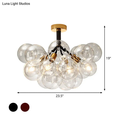 Brass Black Bubble Light fixture with clear glass globes by Decorbites, 23.5in wide on Tampa Home & Garden Store