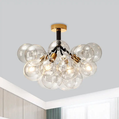 Brass Black Bubble Light chandelier by Decorbites, glass globe cluster ceiling fixture on Tampa Home & Garden Store