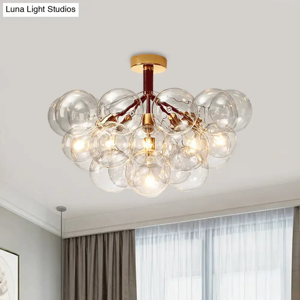Brass Black Bubble Light chandelier with clear glass globe clusters Decorbites on Tampa Home & Garden Store