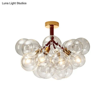 Brass Black Bubble Light chandelier, Decorbites ceiling fixture with clear glass globes on Tampa Home & Garden Store