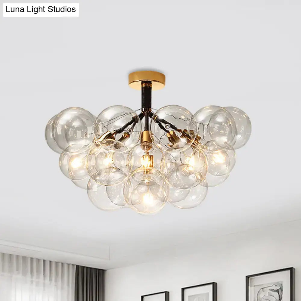 Brass Black Bubble Light ceiling fixture with clear glass globe cluster Decorbites on Tampa Home & Garden Store