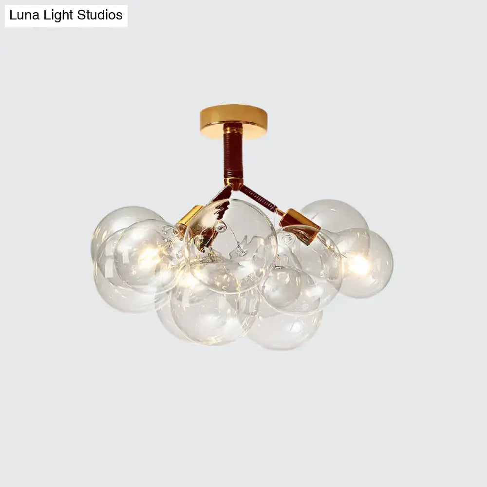 Brass Black Bubble Light ceiling fixture with a cluster of clear glass globes by Decorbites on Tampa Home & Garden Store