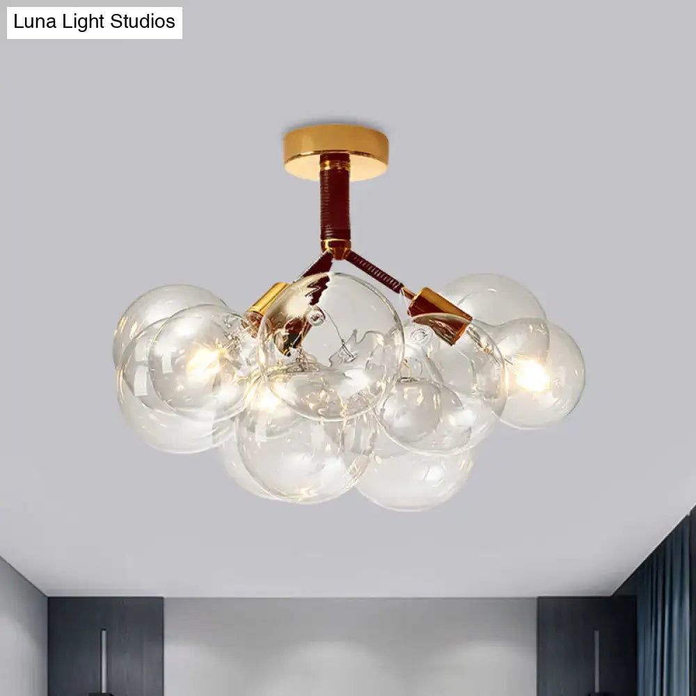 Brass Black Bubble Light chandelier with clear glass globes and brass hardware Decorbites on Tampa Home & Garden Store