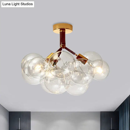 Brass Black Bubble Light chandelier with clear glass globes and brass hardware Decorbites on Tampa Home & Garden Store