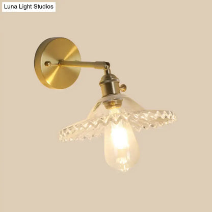 Brass glass wall sconce with crystal shade and exposed bulb Decorbites on Tampa Home & Garden Store