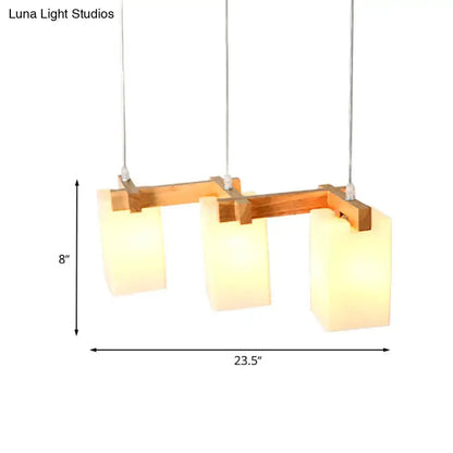 Wood and white glass cluster pendant lights; 3 shades with wood accents by Decorbites on Tampa Home & Garden Store
