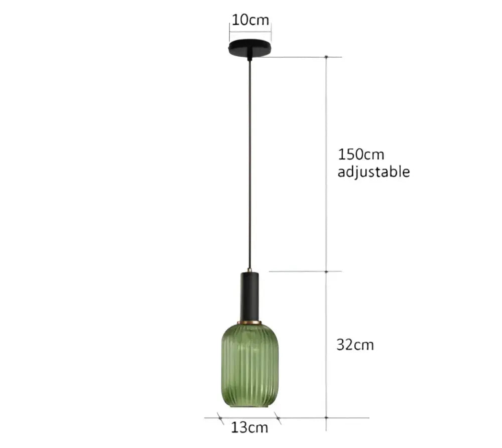 Retro ribbed amber-green glass pendant light by Decorbites for dining room on Tampa Home & Garden Store