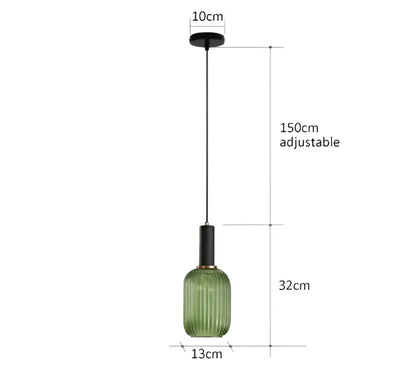 Retro ribbed amber-green glass pendant light by Decorbites for dining room on Tampa Home & Garden Store