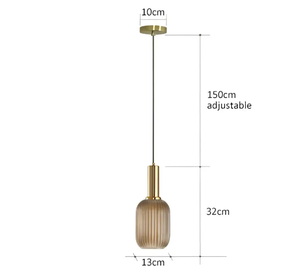 Retro amber ribbed glass pendant light by Decorbites with brass hardware for dining room on Tampa Home & Garden Store