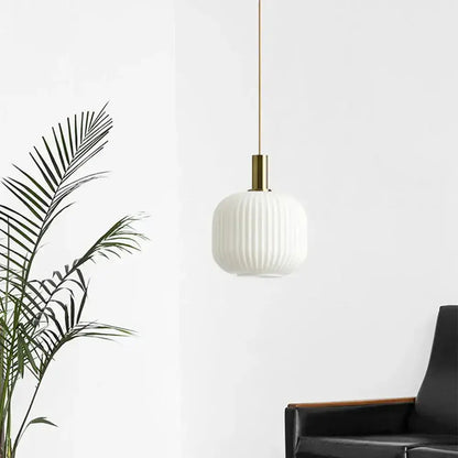 Retro ribbed amber glass pendant light for dining room by Decorbites on Tampa Home & Garden Store