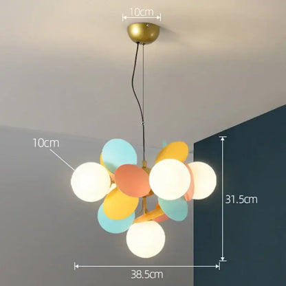 Brass Branch Chandelier by Decorbites with multi-color glass globe clusters and brass canopy on Tampa Home & Garden Store