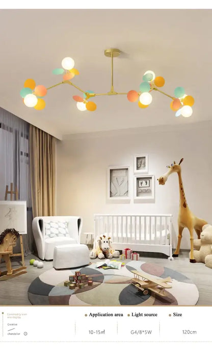 Brass Branch Chandelier with colorful glass globes by Decorbites on Tampa Home & Garden Store
