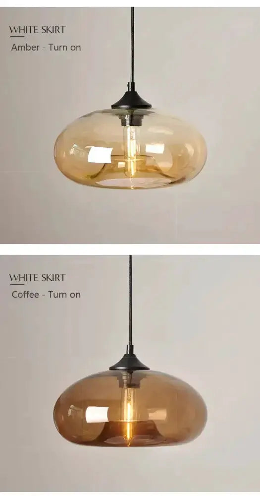 Pendant lights by Decorbites, modern amber & smoky gray glass, LED, 2 color options on Tampa Home & Garden Store