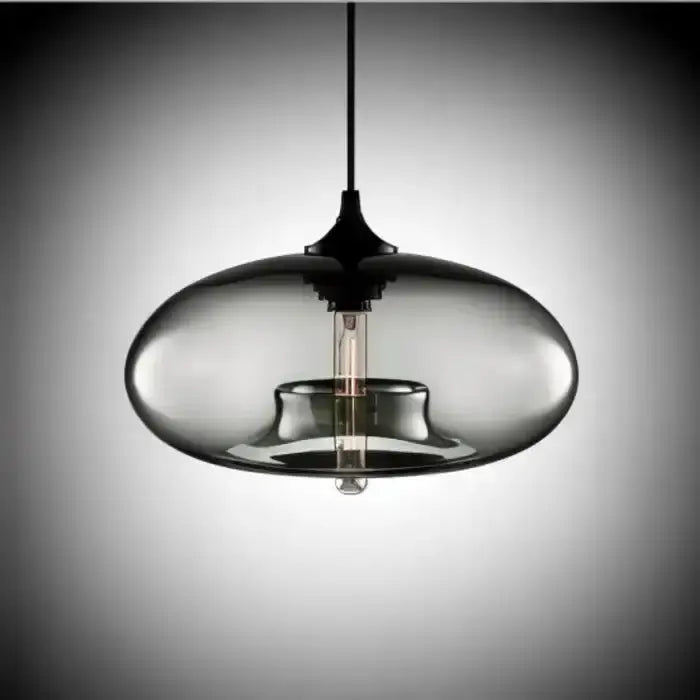Modern amber smoky gray glass pendant LED dining light by Decorbites with sleek silhouette on Tampa Home & Garden Store