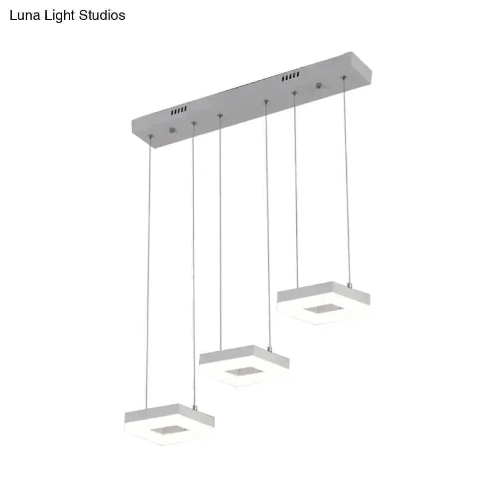 Modern silver acrylic square island light kitchen pendant fixture four hanging frames on Tampa Home & Garden Store