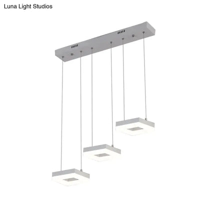 Modern silver acrylic square island light kitchen pendant fixture four hanging frames on Tampa Home & Garden Store