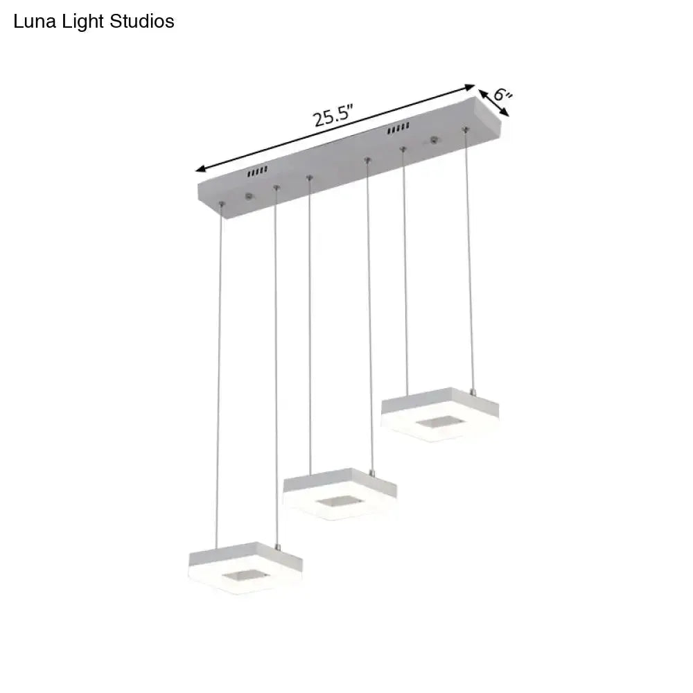 Modern silver acrylic square island pendant light fixture with four pendants by Decorbites on Tampa Home & Garden Store