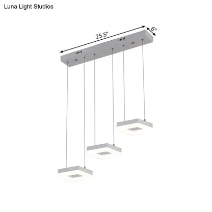 Modern silver acrylic square island pendant light fixture with four pendants by Decorbites on Tampa Home & Garden Store