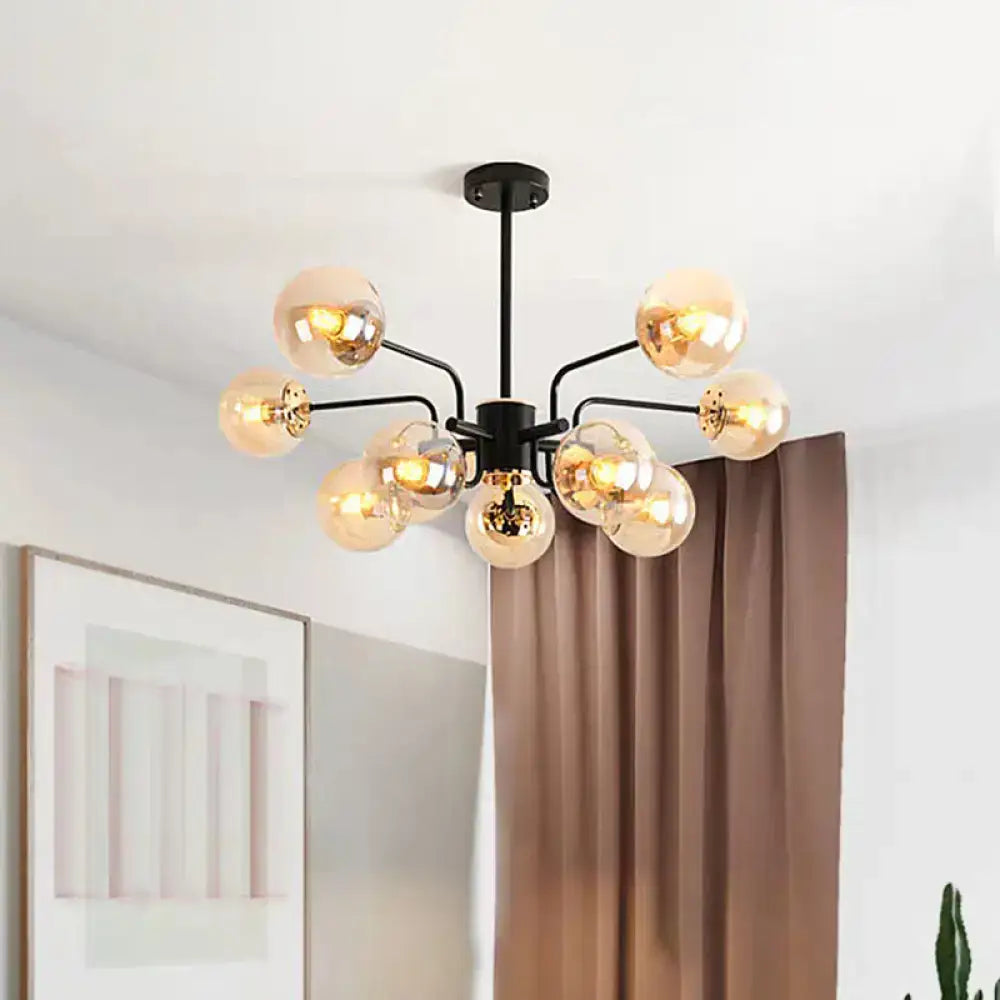 Black Amber Glass Chandelier by Decorbites; energy-efficient amber glass globes on Tampa Home & Garden Store