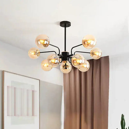 Black Amber Glass Chandelier by Decorbites; energy-efficient amber glass globes on Tampa Home & Garden Store
