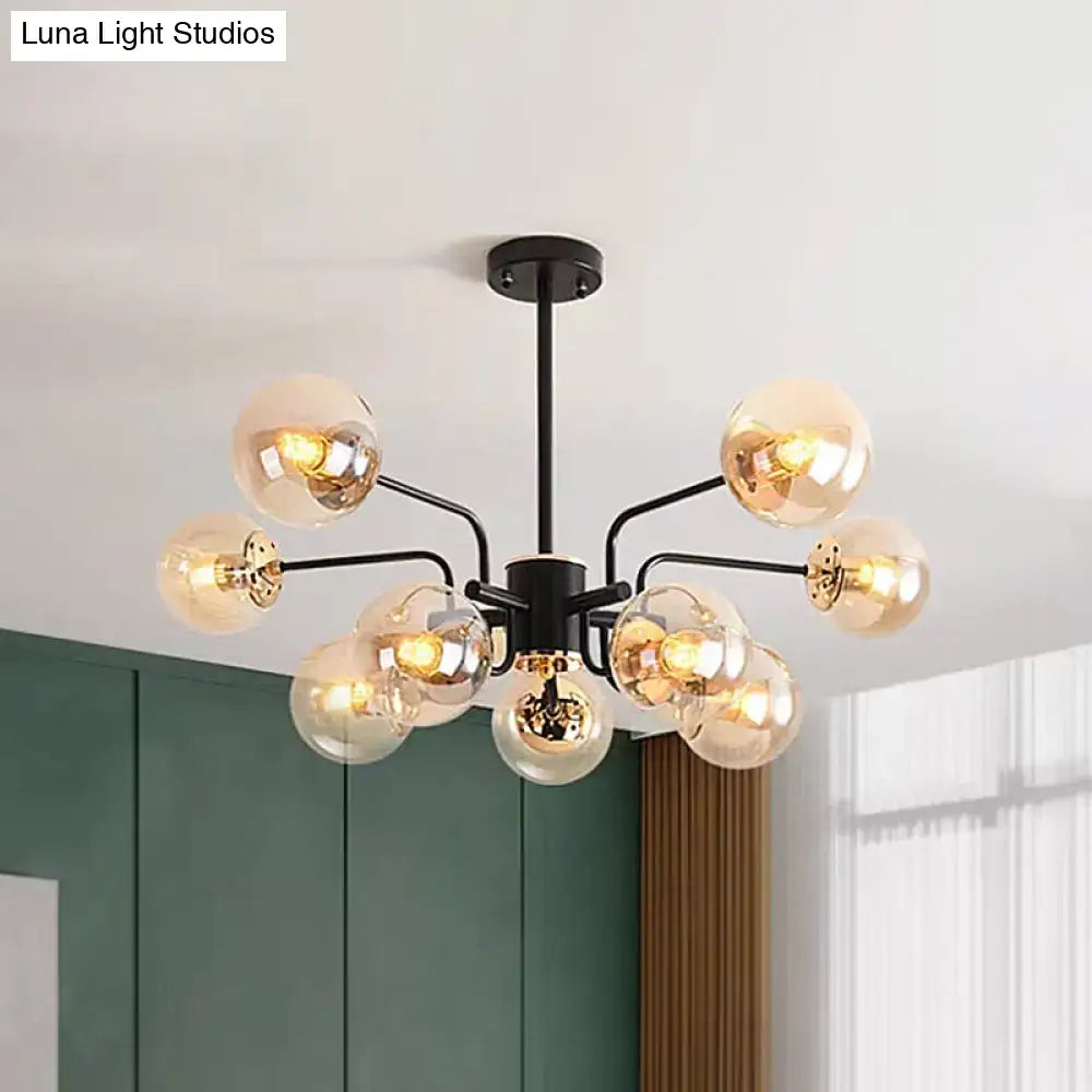 Black amber glass chandelier by Decorbites, energy-efficient multi-globe fixture on Tampa Home & Garden Store