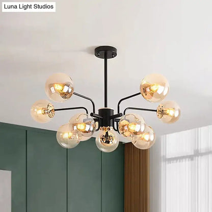 Black amber glass chandelier by Decorbites, energy-efficient multi-globe fixture on Tampa Home & Garden Store