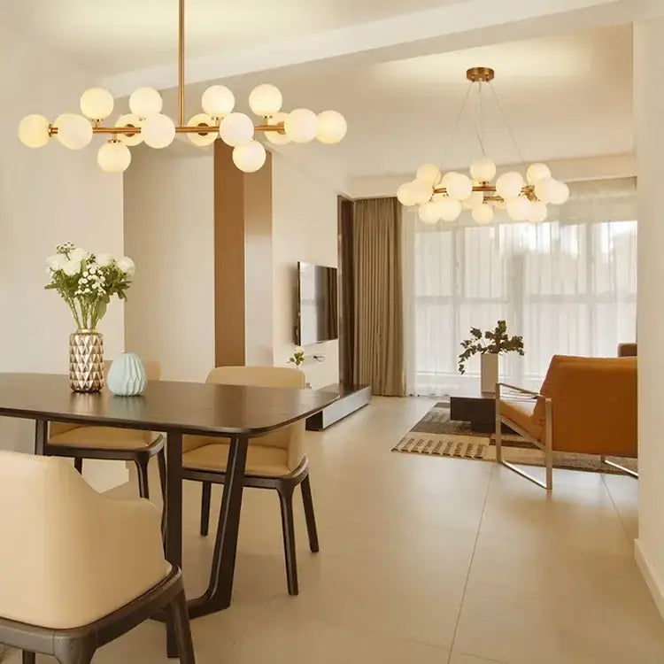 Black Gold Glass Ball Chandelier 2-piece set in gold metal with glass globes Decorbites on Tampa Home & Garden Store