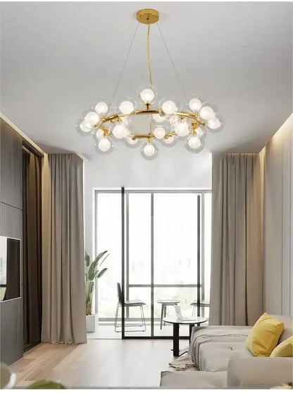 Black Gold Glass Ball Chandelier by Decorbites, gold ring with glass spheres on Tampa Home & Garden Store