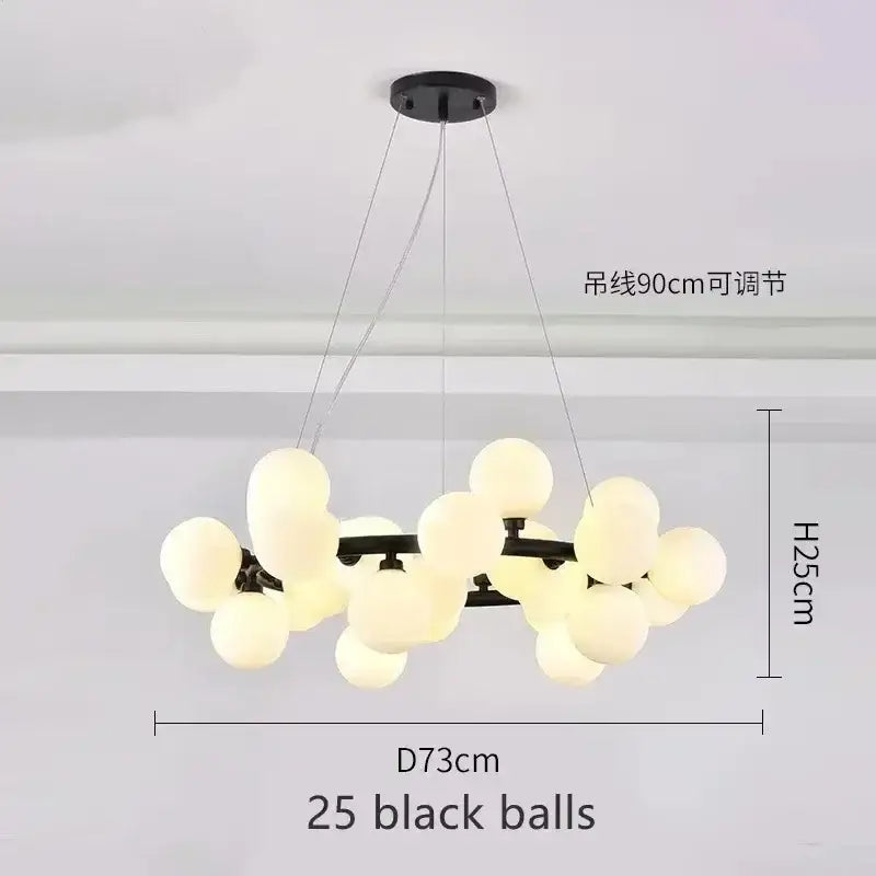 Black Gold Glass Ball Chandelier by Decorbites, 25 glass balls, adjustable 90cm cables on Tampa Home & Garden Store