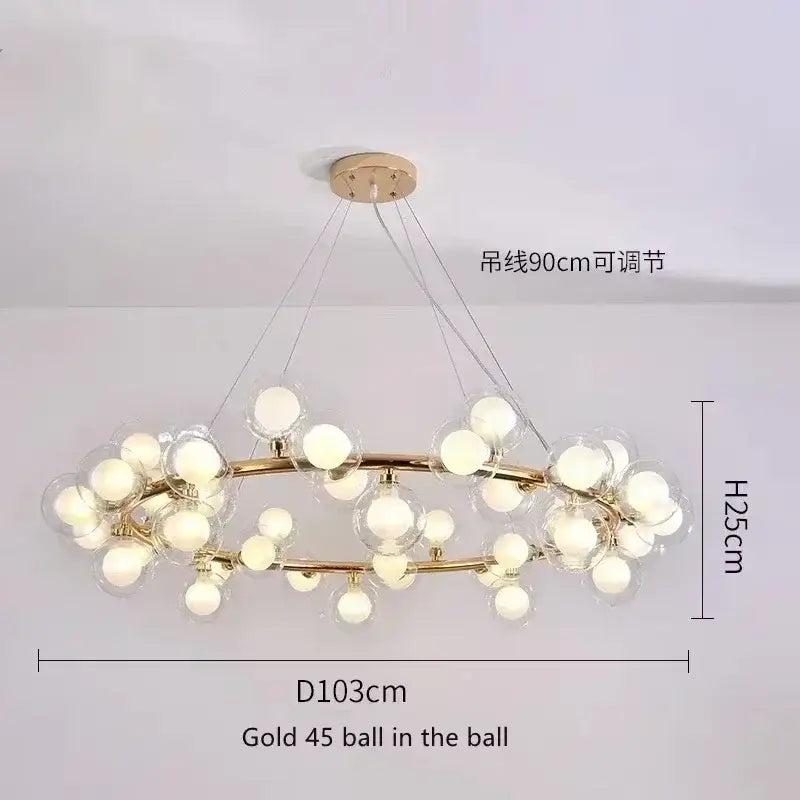 Chandelier Decorbites gold glass ball chandelier with 45 frosted globes on twin gold rings on Tampa Home & Garden Store