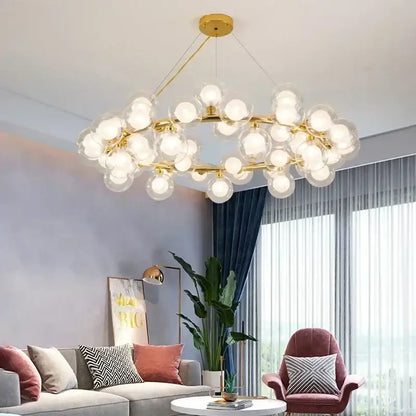 Black Gold Glass Ball Chandelier by Decorbites, gold frame with glass globes, ceiling light on Tampa Home & Garden Store